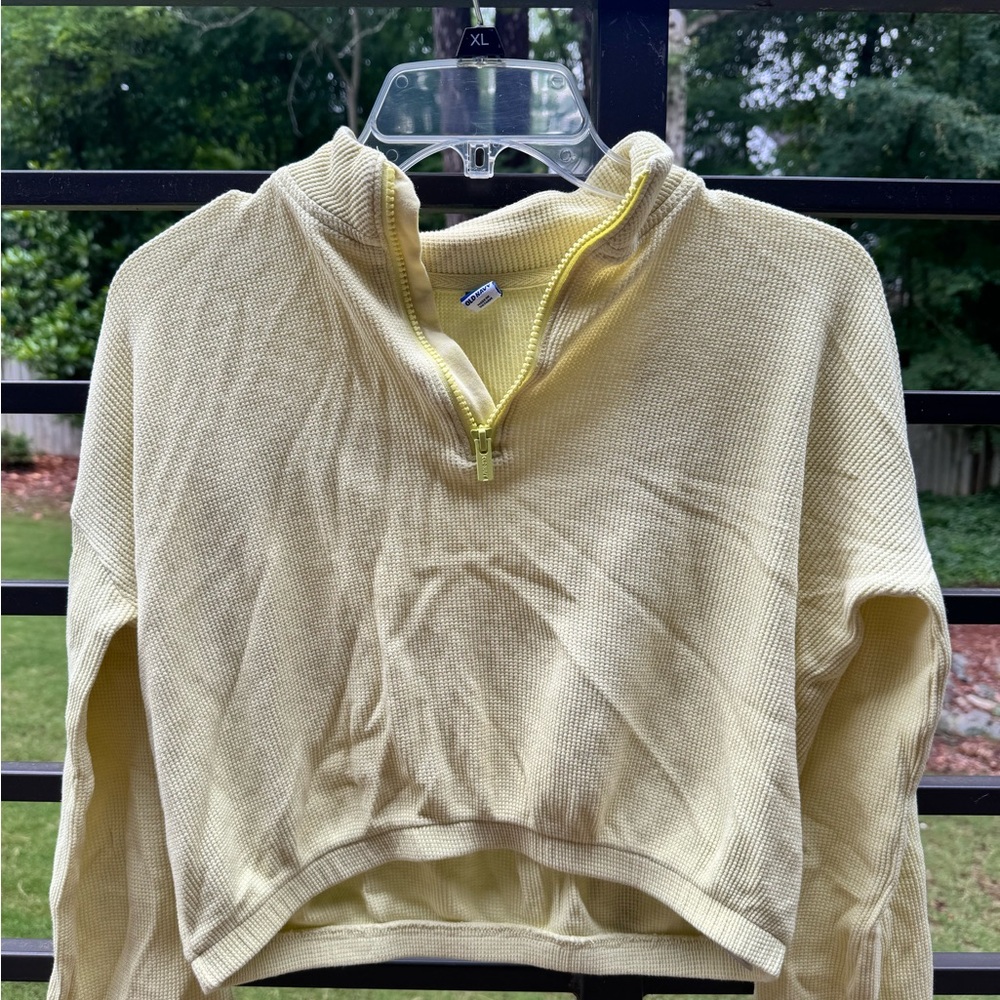 Old Navy Yellow Cropped Polo Sweatshirt